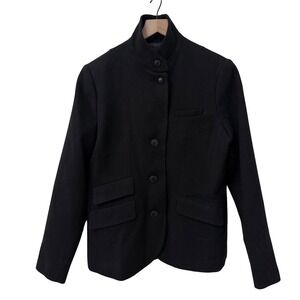 Quince Wool Blend Blazer Small Black NWT Funnel Neck Tailored Jacket